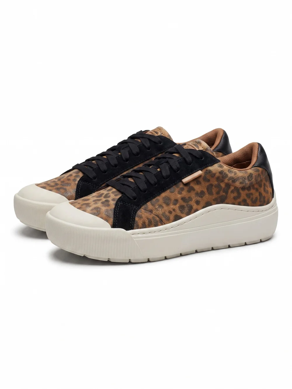 Dr. Scholl's Time Off Leopard Print Platform Sneakers Women's 7 Leather